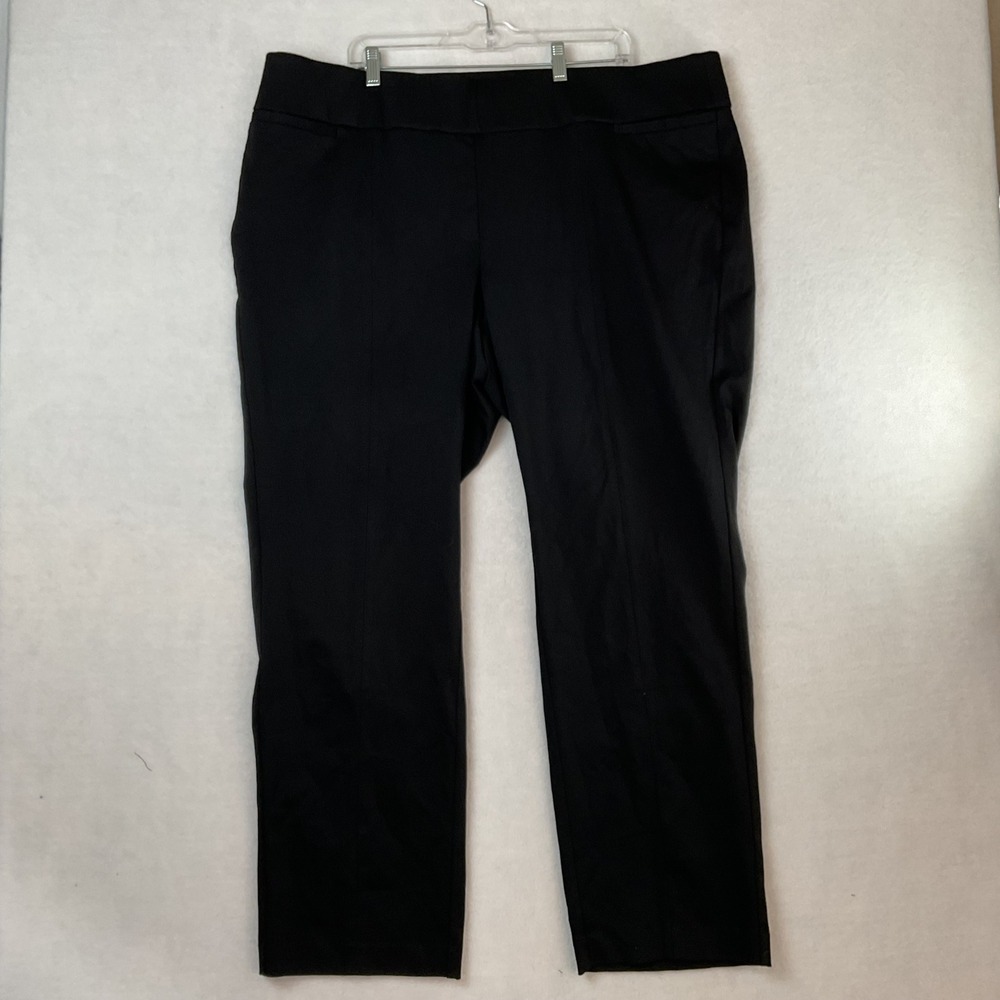 Lane Bryant Women 26L Black Straight Leg Pull On Ponte Knit Dress Pants Tall NWT